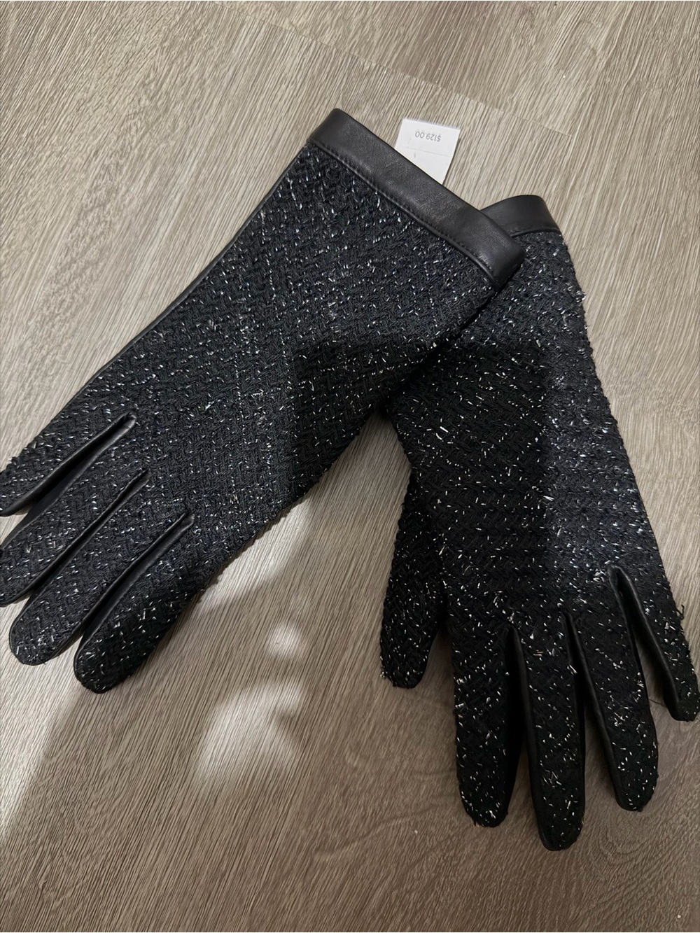 NWT Talbots Black Textured Winter Gloves size L